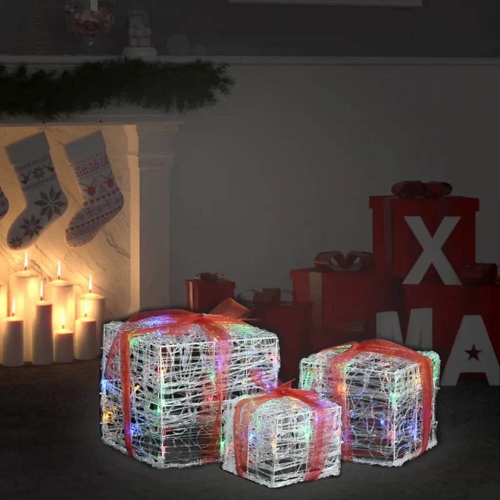 Scatole Regalo Decorative Natale in Acrilico 3 pz Colorate CFW7372823