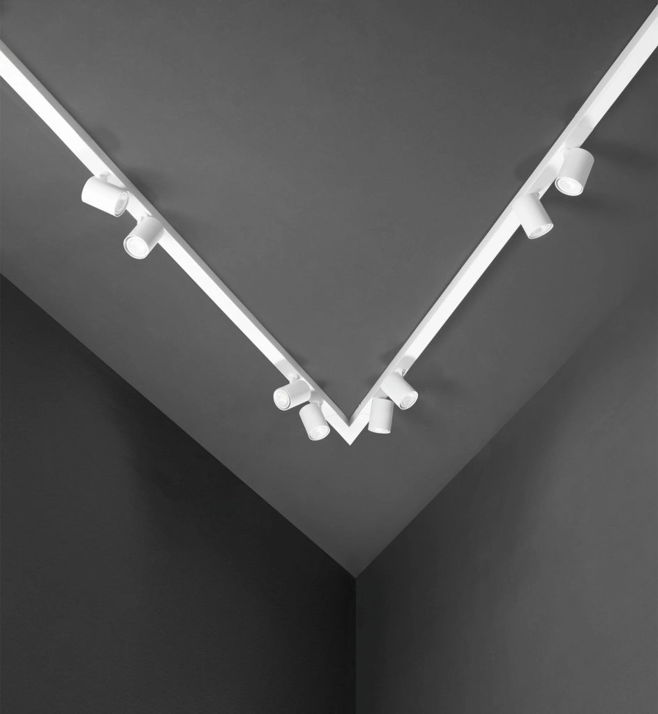 Base Bianco Snodo portalampada incluso 4 luci attacco GU10 120cm