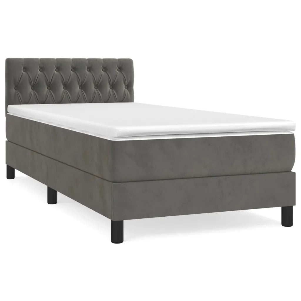 Giroletto a Molle con Materasso Grigio Scuro 90x190 cm Velluto 3141456