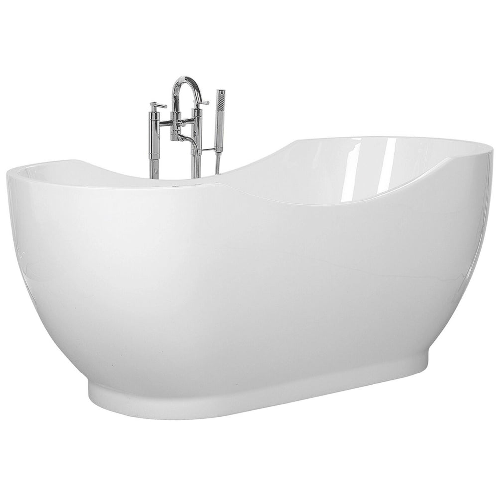 Vasca freestanding in acrilico sanitario bianco lucido singolo 169 x 77 cm ovale dal design moderno