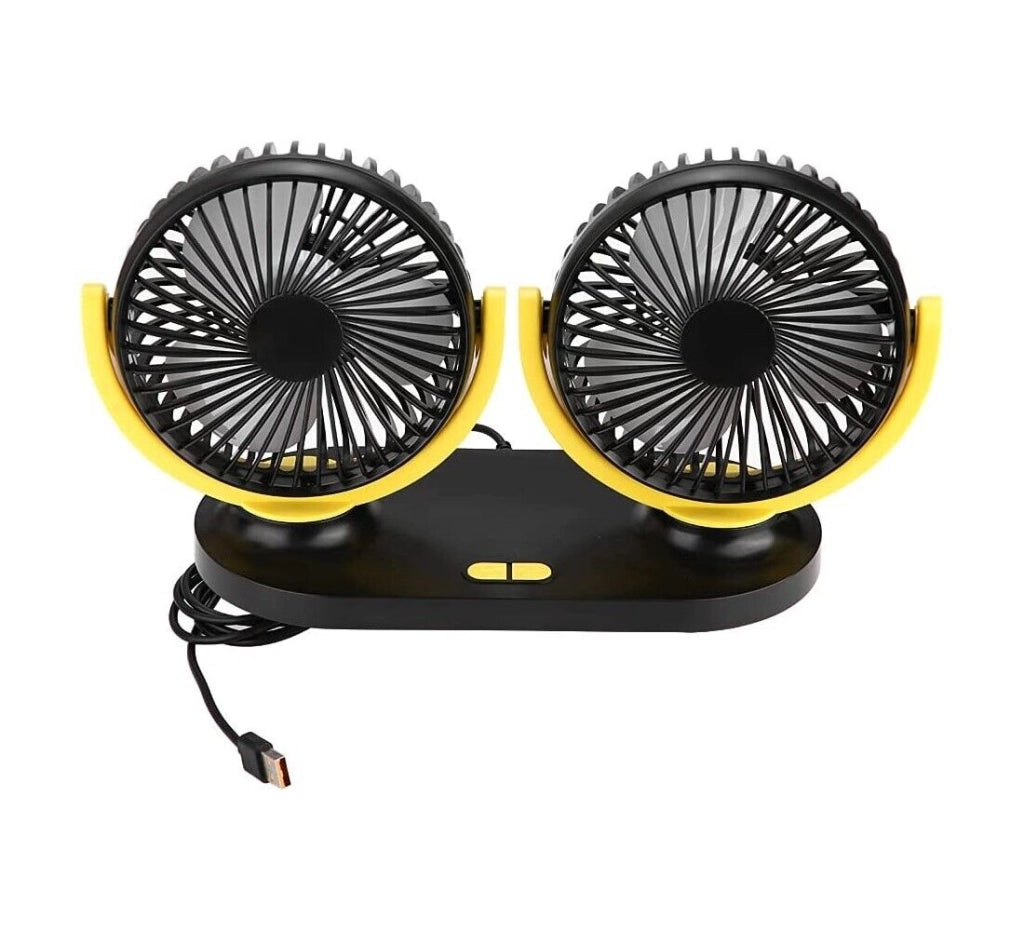 Ventilatore Portatile Da Viaggio Per Auto Camper Camion USB doppia ventola  X916