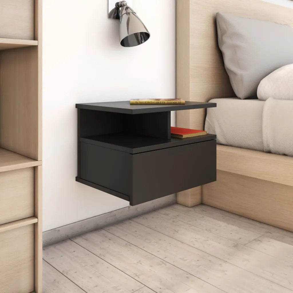 Comodino Pensile Nero 40x31x27 cm in Truciolato cod mxl 31058