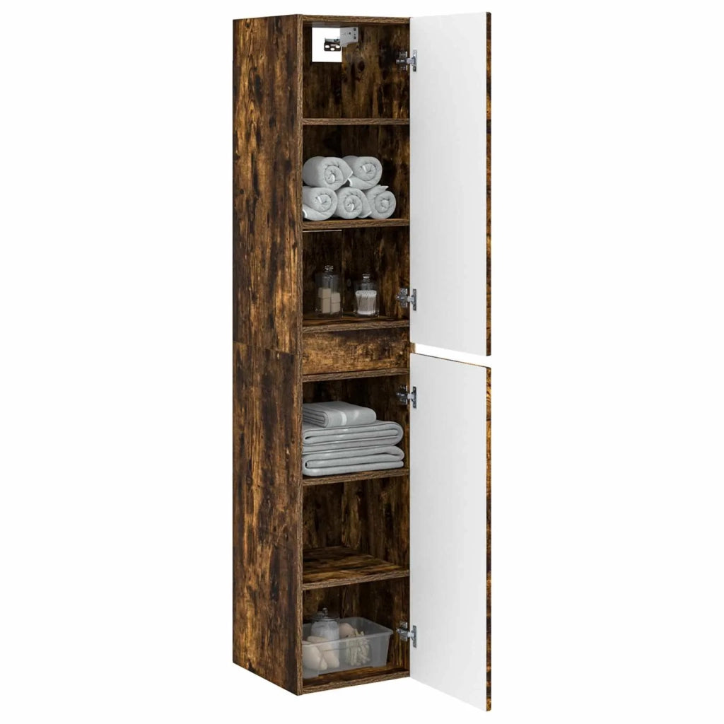Mobiletto da Bagno a Muro Rovere Fumo 33 x 34,5 x 160 cm