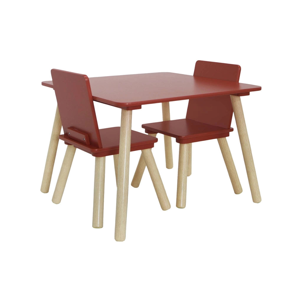 Tavolo per bambini con 2 sedie, terracotta