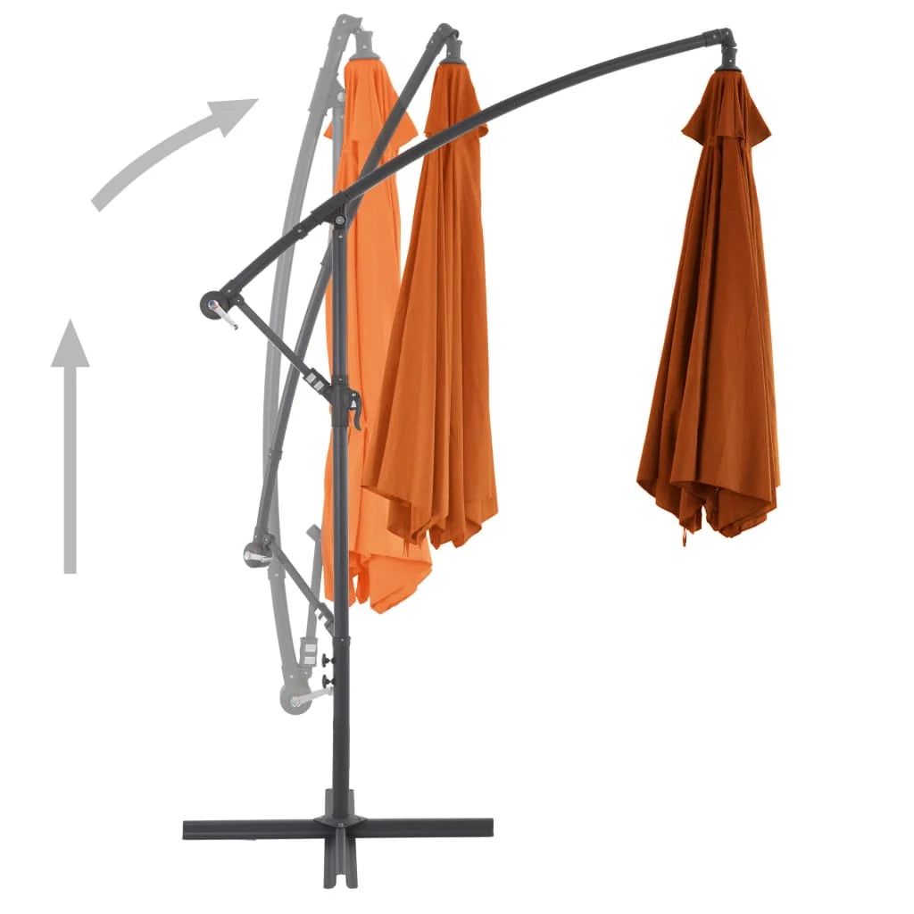 Ombrellone a braccio con palo in alluminio arancione da 300 cm 02_0008505