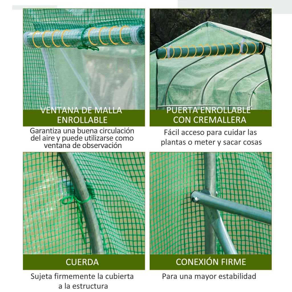 Serra Tunnel 4x2x2 m con 8 Finestre e Porta ¨C Zephmum ¨C Verde