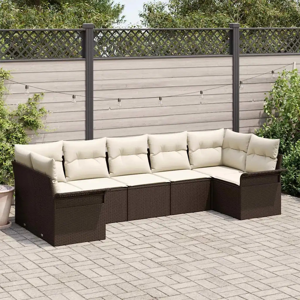 Set Divano da Giardino 7 pcs Marrone Poly Rattan 3354177