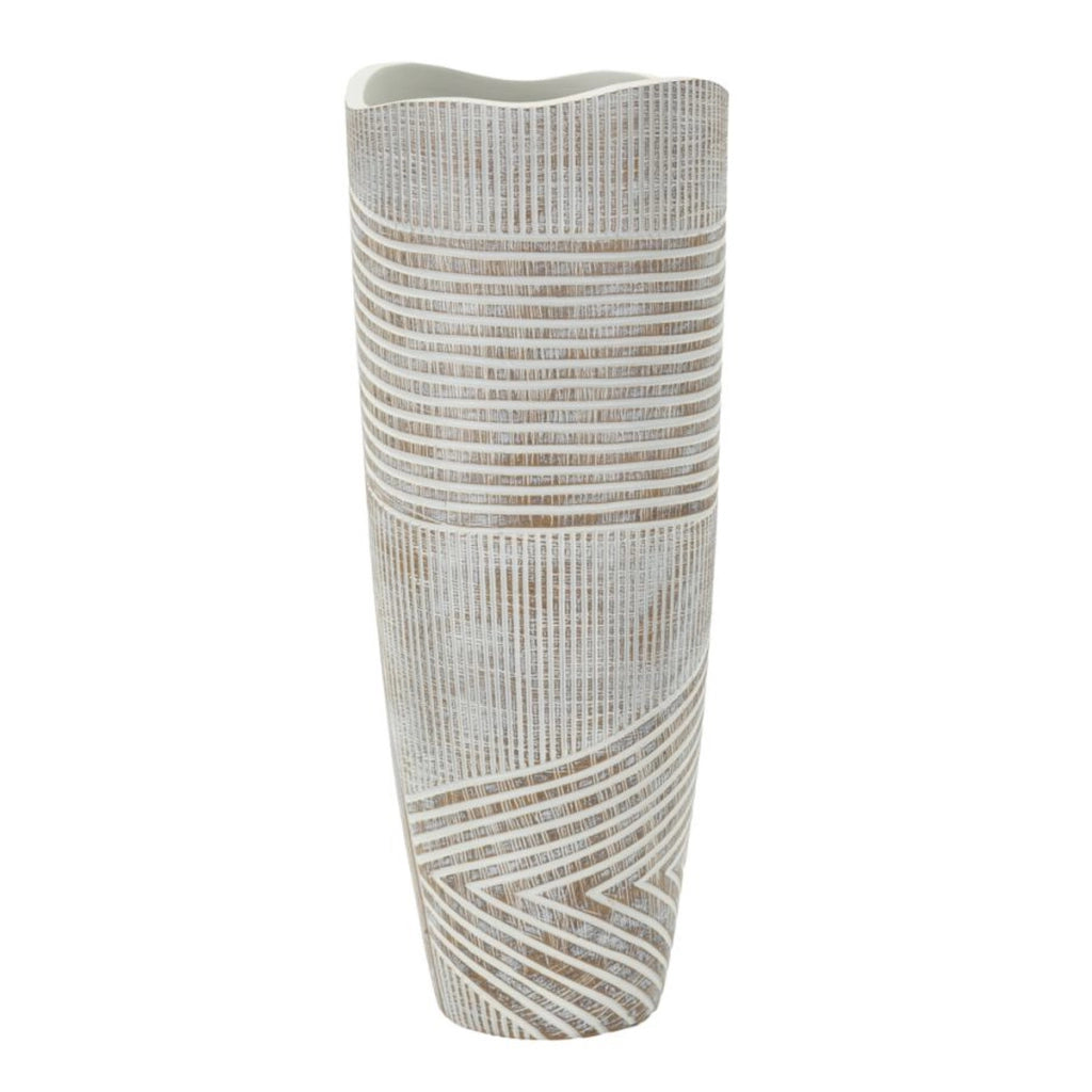 Vaso Decorativo Linee, Bianco, Poliresina, 45x18x18 cm