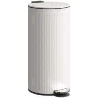 Bidone della Spazzatura da Cucina 30L con Pedale Coperchio a Chiusura Morbida e Cubo Estraibile, Crema