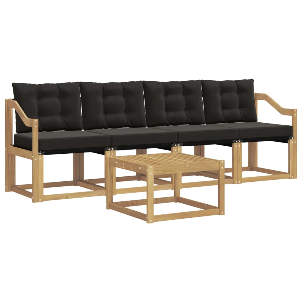 Set di divani da esterno 5 pz Bianco e Nero 3389198