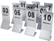 Set di numeri per tavolo da 10 - Doppia faccia numerata - Tavolo da numerazione in acciaio inossidabile - Carta di numerazione per tavolo - Decorazione per eventi - Peso 1093 g - Tavolo da numerazione