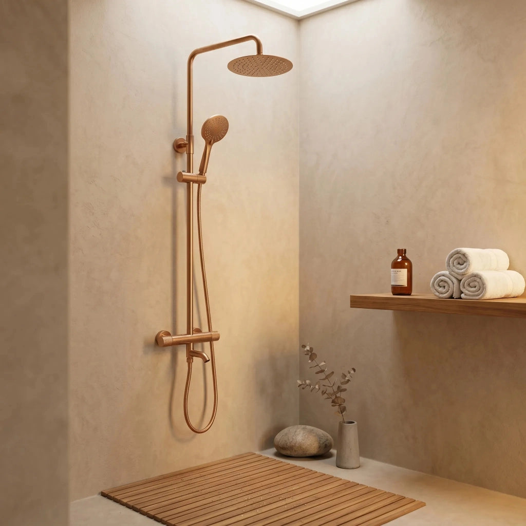 Set Doccia Da Incasso Con Termostatato Lungo Diamond Copper Brush