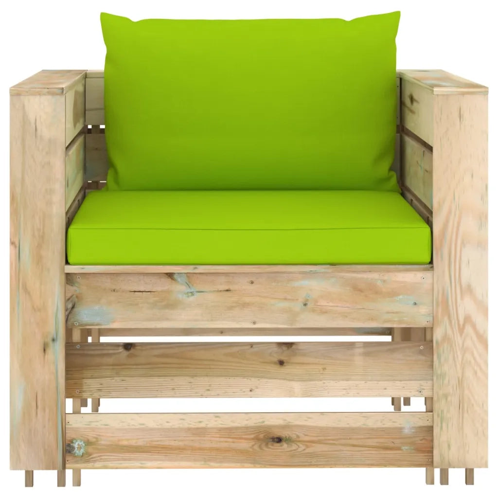 Set Divani da Giardino con Cuscini 2 pz Legno Impregnato Verde cod mxl 43489