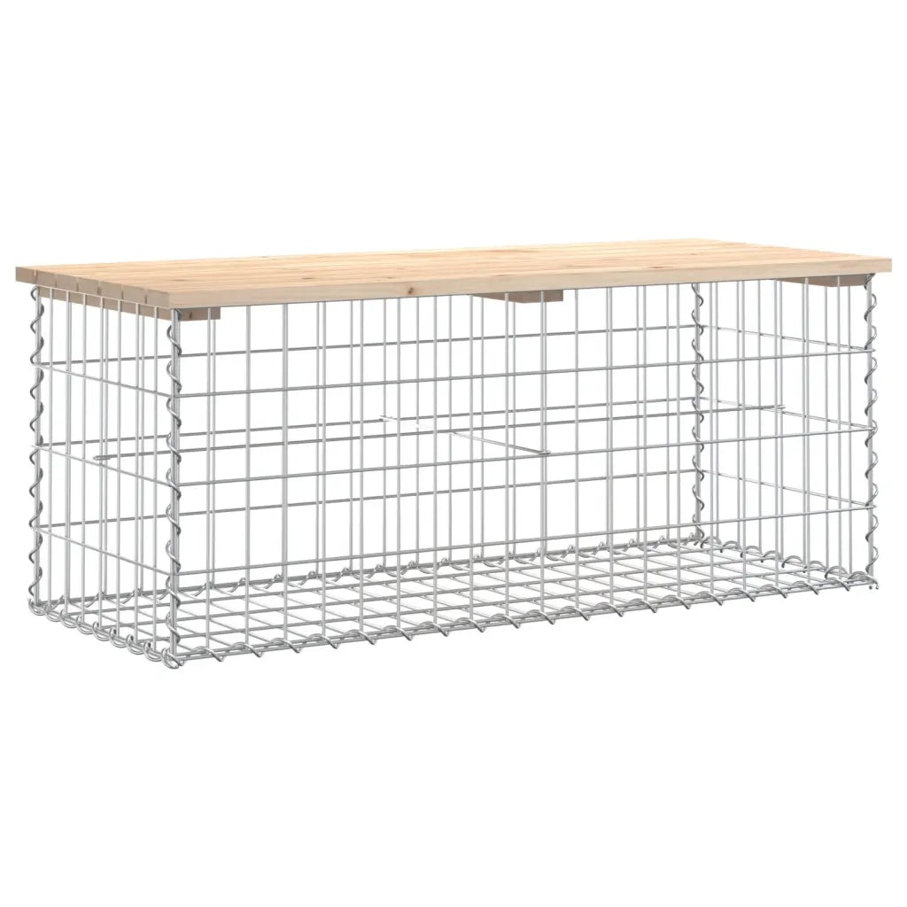 Panchina Giardino | Panca da Giardino Design Gabbione 103x44x42 cm Legno Massello Pino