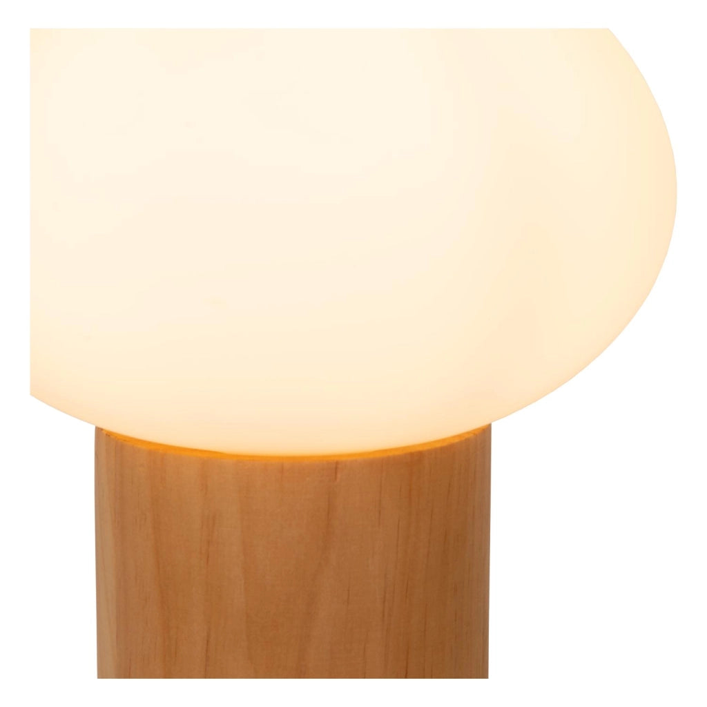 Lampada da tavolo BIRTLE 1xE27 legno chiaro vetro opale