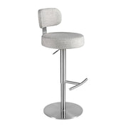 Sgabello girevole in tessuto grigio chiaro screziato