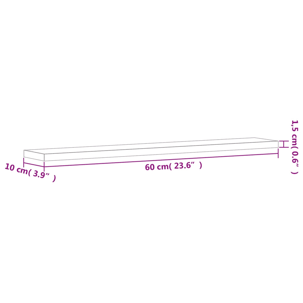 Mensole Parete 4pz Rovere Fumo 60x10x1,5 cm Legno Multistrato 838225