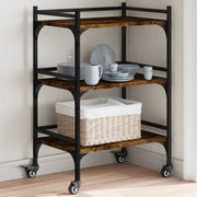 Carrello da Cucina-Scaffale per Cucina Rovere Fumo 50x35x75,5 cm Legno Multistrato