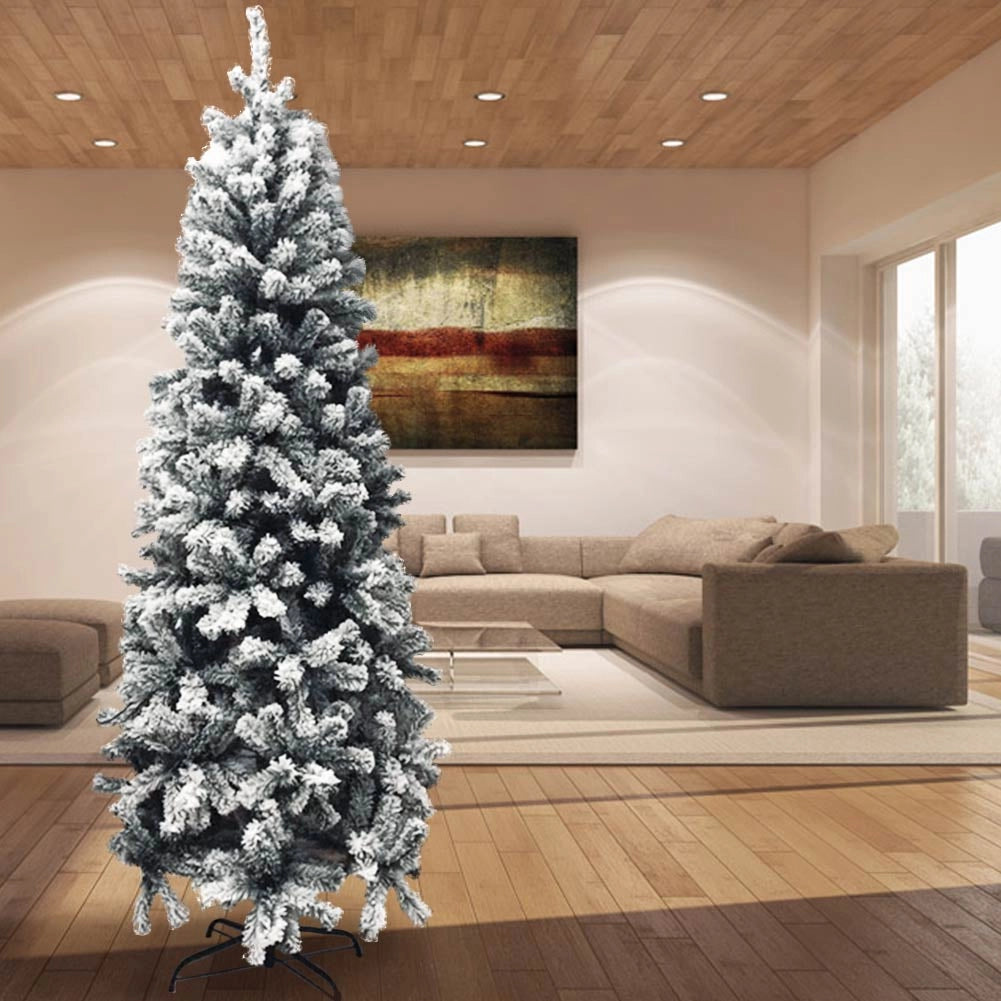 Albero di Natale Super Folto Pino Slim Salvaspazio Innevato Saint Moritz 150 cm