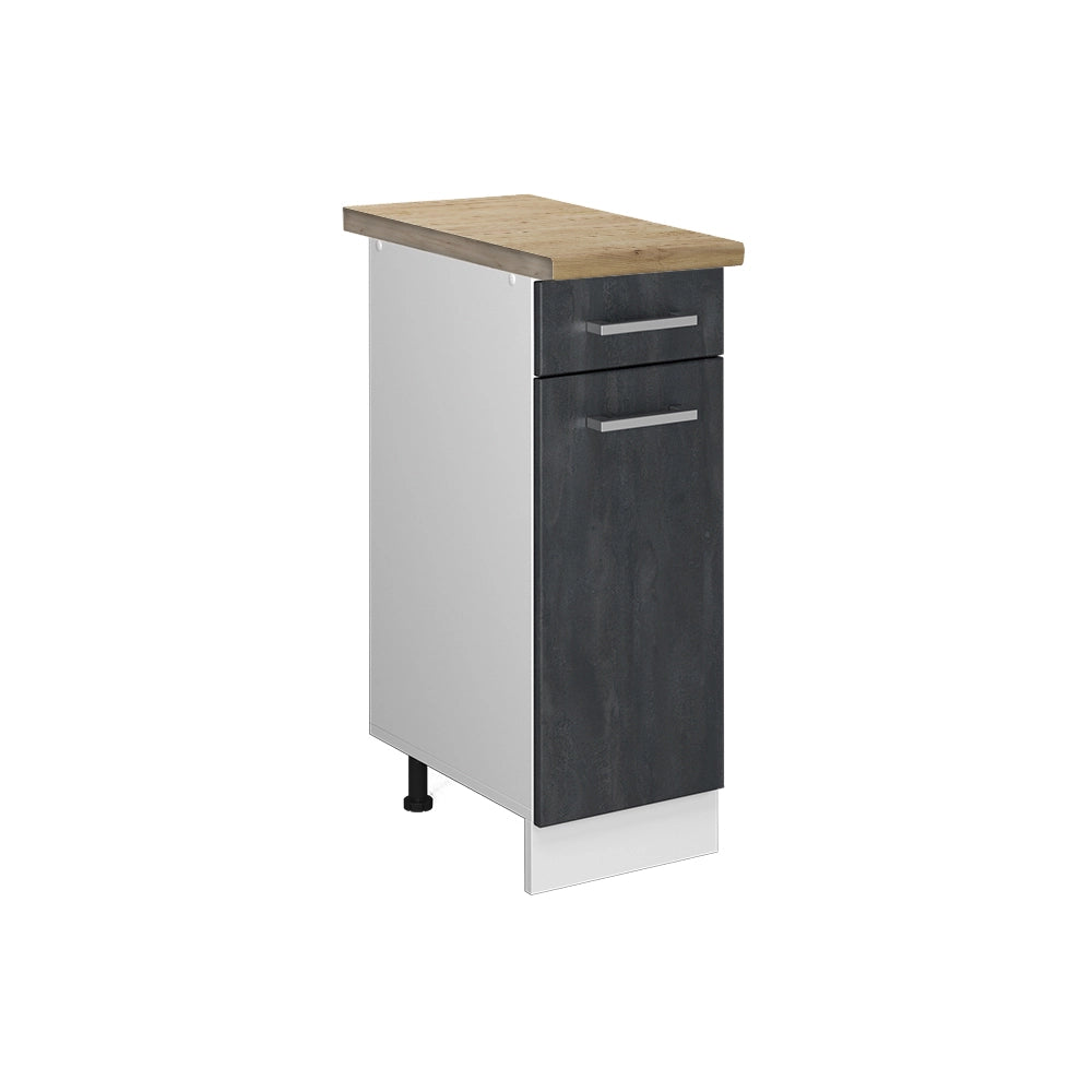 Mobiletto base per cucina R-Line Calce nera/Bianco 30 cm PL Rovere Vicco