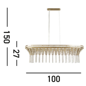 Lampadario Classico Gemma Acciaio Ottone Vetro 8 Luci G9