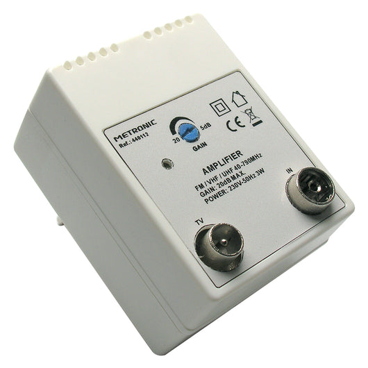 AMPLIFICATORE INTERNO 1 IN/1 OUT 1 ingresso FM/UHF/VHF - 1 uscita TV  - METRONIC