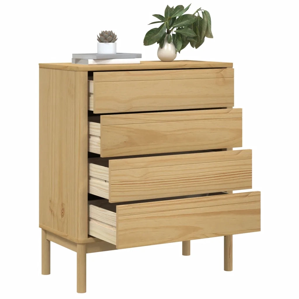 Cassettiera FLORO Marrone Cera in Legno Masselo di Pino 374008