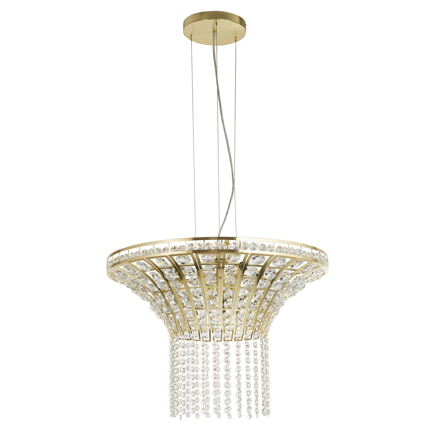 Lampadario Classico Gemma Acciaio Ottone Cristallo 8 Luci G9