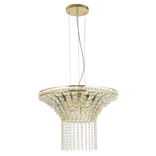 Lampadario Classico Gemma Acciaio Ottone Cristallo 8 Luci G9