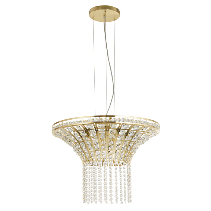 Lampadario Classico Gemma Acciaio Ottone Cristallo 8 Luci G9