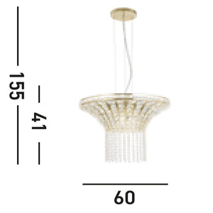 Lampadario Classico Gemma Acciaio Ottone Cristallo 8 Luci G9