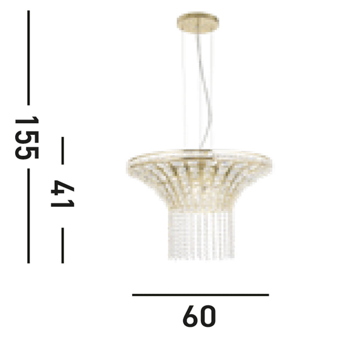 Lampadario Classico Gemma Acciaio Ottone Cristallo 8 Luci G9