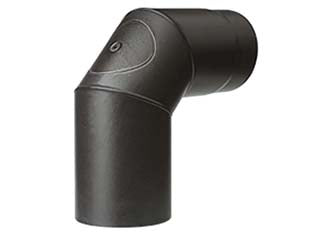 GOMITO 90Â° PORC. C/ISPEZIONE STUFE A LEGNA NERO OPACO ALA SMALTO TOP- - ÃE¸ mm.150 - 1 pezzi ALA