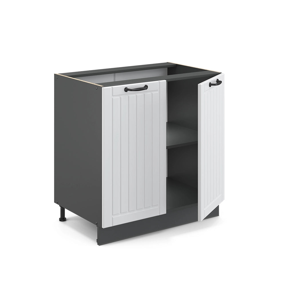 Mobile lavello cucina Fame-Line Bianco rustico/Antracite 80 cm con ripiano, senza piano di lavoro Vicco