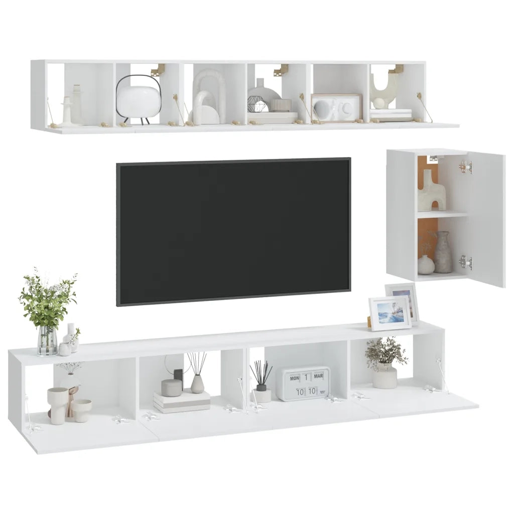 Set di Mobili Porta TV 6 pz Bianco in Legno Multistrato 3114614