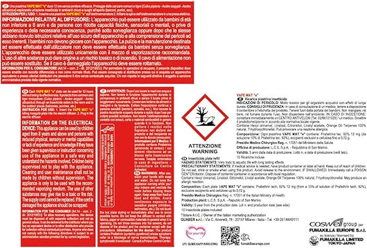 ANTIZANZARE ELETTRICO AD EMANAZIONE 'PIASTRINE' con 10 piastrine da 12 ore ciascuna  - VAPE