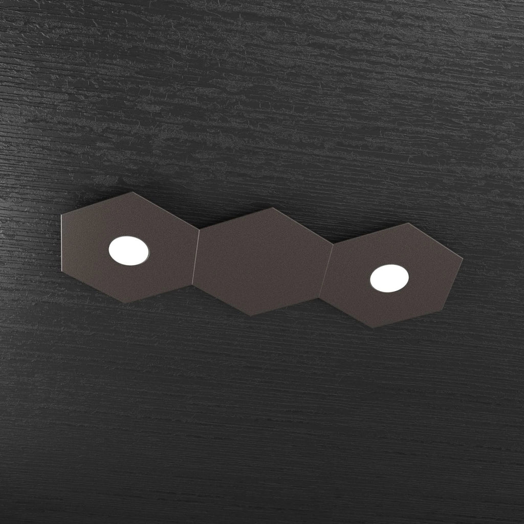 HEXAGON APPLIQUE-PLAFONIERA 2 LUCI + 1 DECORATIVO MARRONE 1142-2L1D-MA