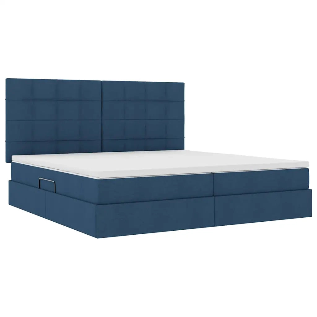 Letto con contenitore e materasso Blu 200 x 200 cm Poliestere 3371807