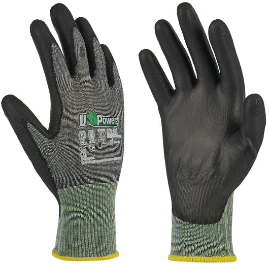 U-Power GUANTI DA LAVORO ANTITAGLIO B SAMBA IN NYLON/PU- FOAM Col. Grigio/Verde  tg. 9 12.00 paia