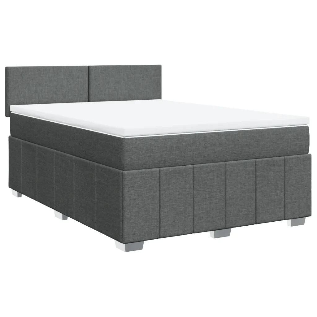 Giroletto a Molle con Materasso Grigio Scuro 140x190 cm Tessuto 3289357