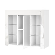 Credenza con 1 Anta e Ripiani in Vetro; Frontale Bianco Lucido; Stile Moderno; in Pannello Truciolare; 95??35??83 cm
