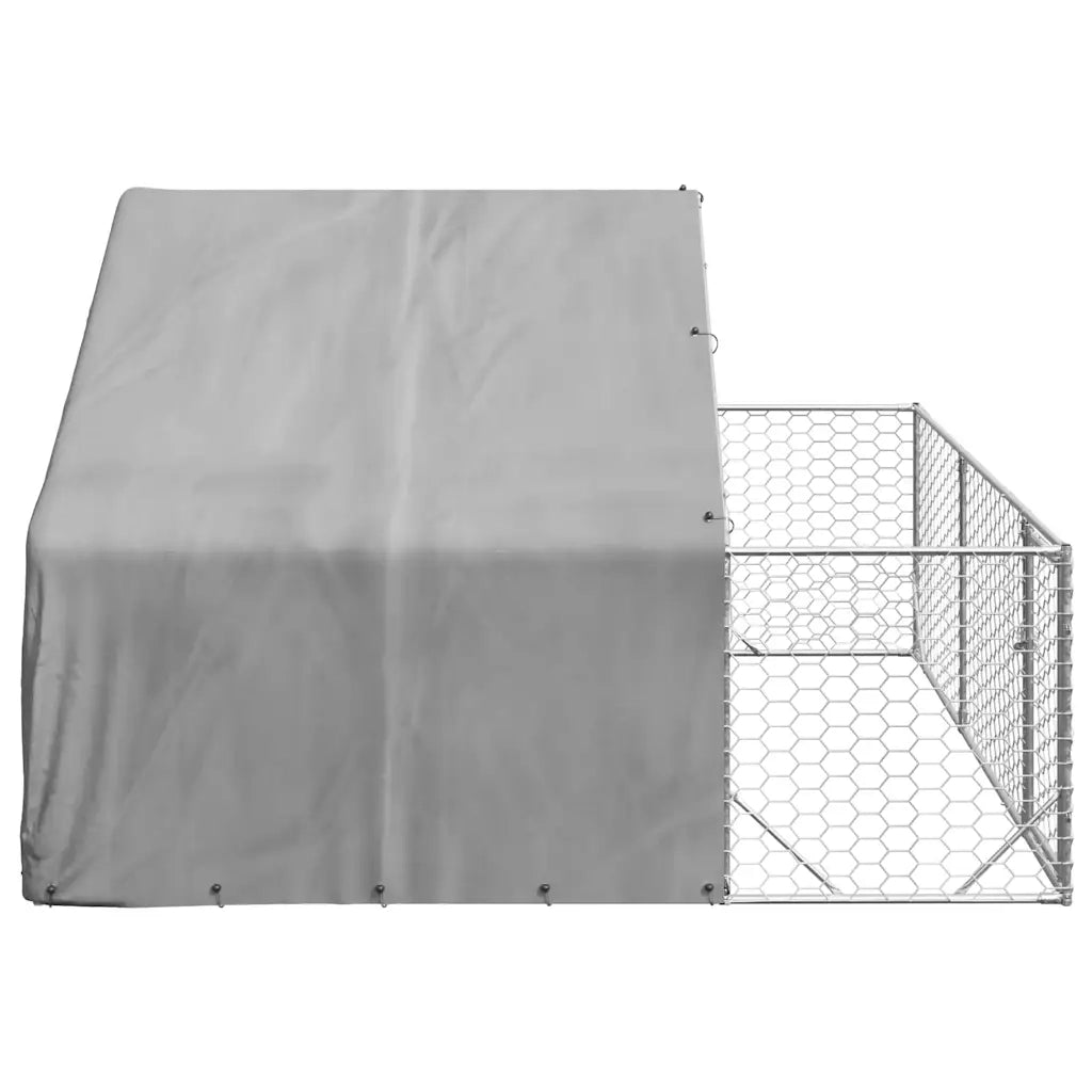 Cuccia per Cani da Esterno con Recinto 3x3x1,9m Acciaio Zincato