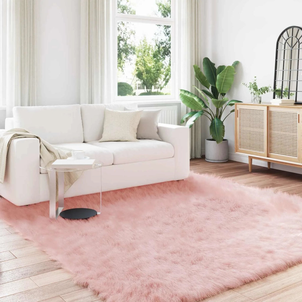 Tappeto in finta TAFALLA | Tappeto del soggiorno Rosa 240 x 240 cm Poliestere