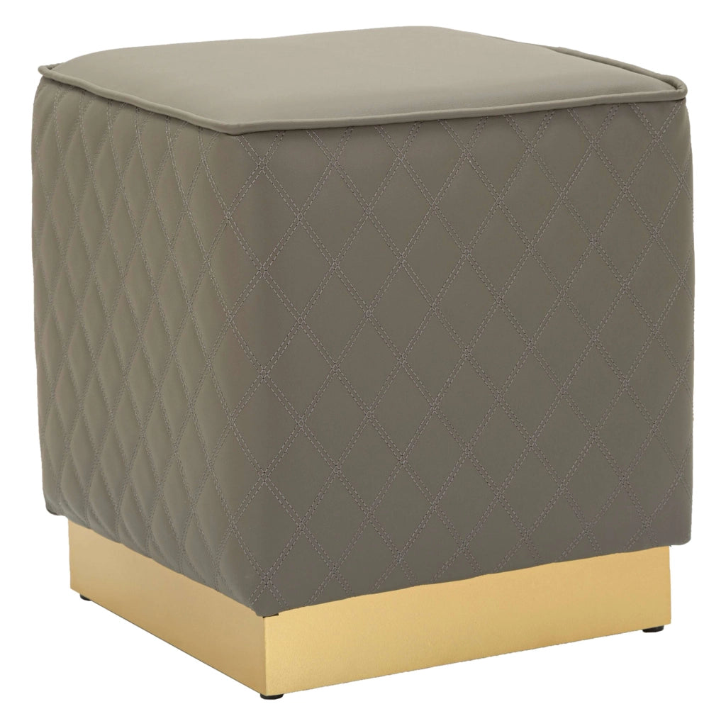 Daseloba, Pouf Rivestimento Trapuntato in Ecopelle, 38x38x38h cm Grigio Tortora