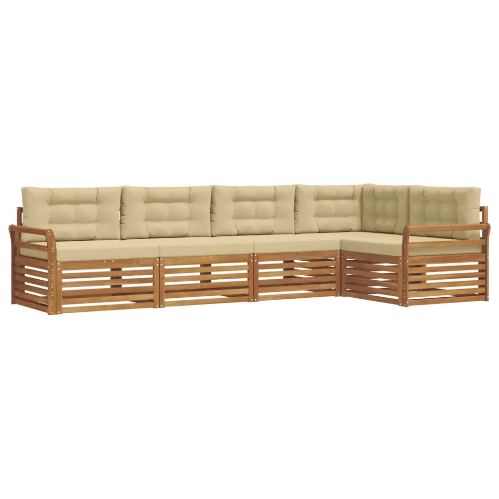 Set di divani da esterno con cuscino 5 pcs Naturale e Beige
