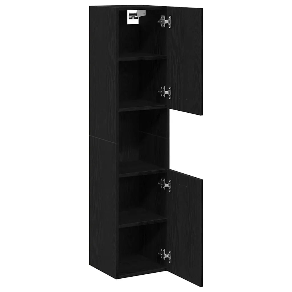 Mobile da Bagno Rovere Nero 30 x 30 x 130 cm Legno multistrato 862532