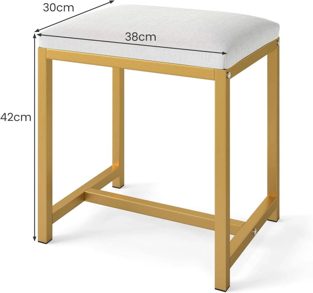 Pouf imbottito con sedile rivestito, portata fino a 150 kg, sgabello rettangolare per camera da letto, spogliatoio, soggiorno, corridoio, 38 x 30 x 42 cm