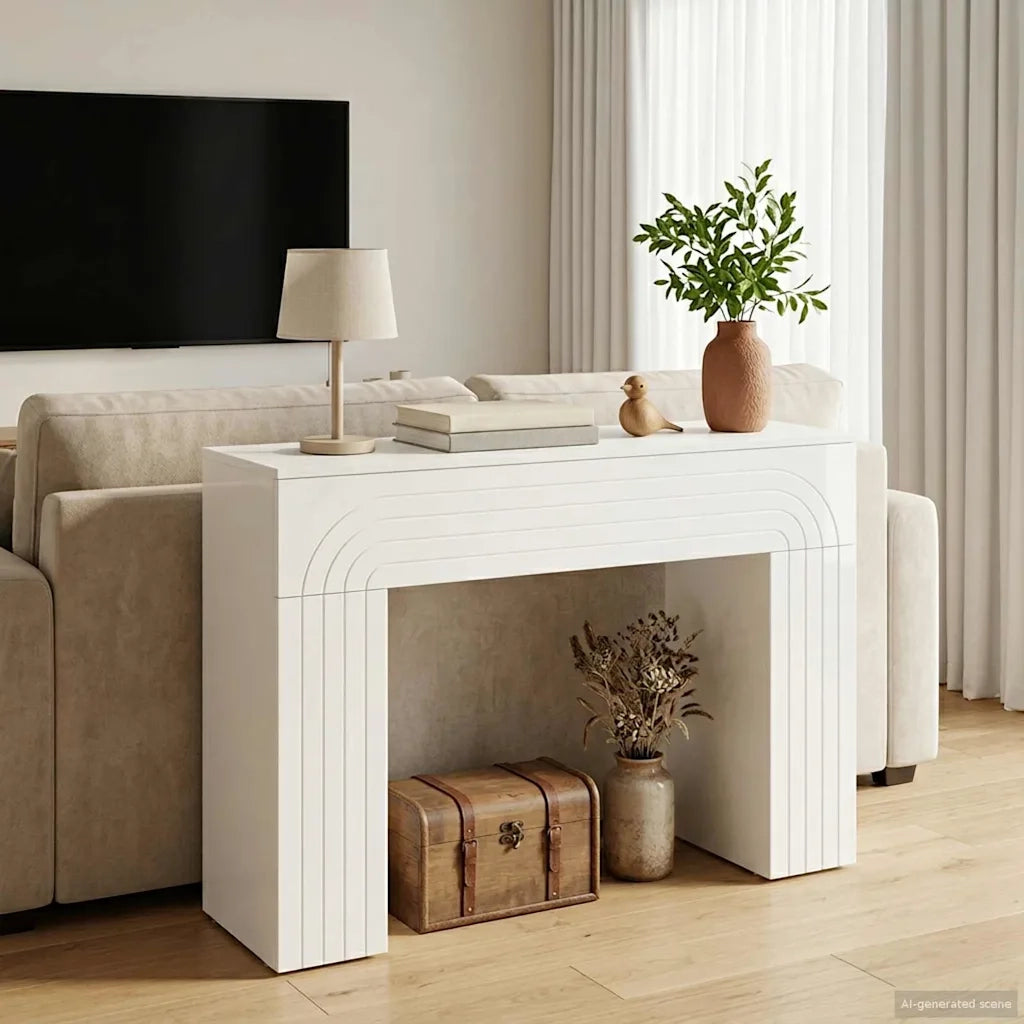 Tavolino da salotto Bianco Lucido 102 x 35 x 75 cm 899931