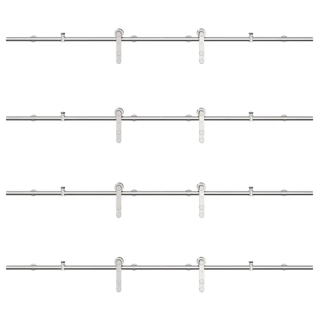 Kit Binari Porta Scorrevole 400 cm Acciaio Inossidabile Argento
