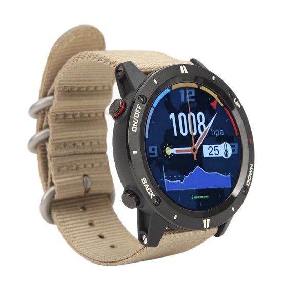 Orologio da Uomo Acquaparato - Orologio da Sport Sottile con Altezza Barometro e Bussola - Display IPS 1,28 Pollici TFT - Materiale Metallico Duraturo - Cinturino in Nylon Comodo